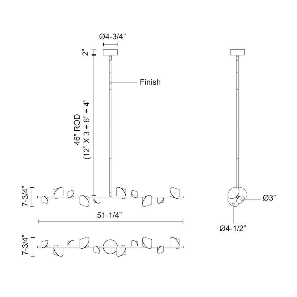 Kuzco Geode LP50851-BG LED Linear Pendant, UL Damp Rated, Brushed Gold