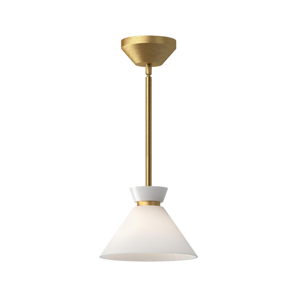 ALORA MOOD Lighting Halston PD470108BGGO Pendant, 1 Light, Brushed Gold/Glossy Opal Glass
