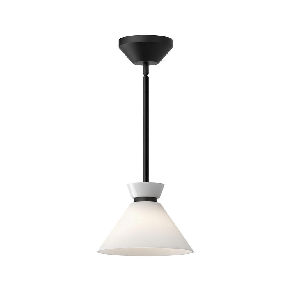 ALORA MOOD Lighting Halston 8-in Pendant, Glossy Opal Glass/Matte Black