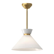 ALORA MOOD Lighting PD470514BGGO Pendant, Vintage Inspired, Brushed Gold/Glossy Opal Glass