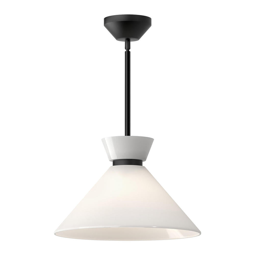 ALORA MOOD Lighting PD470514MBGO Pendant, 1 Light, Glossy Opal Glass/Matte Black