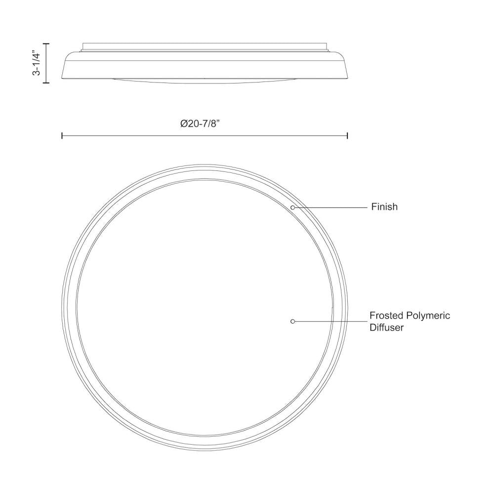Kuzco Hampton FM43121-BK-5CCT LED Flush Mount Fixture, UL Listed, Black