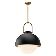 ALORA MOOD Lighting PD507216MBOP Pendant, 1 Light, Classic Metal Shades, Matte Black/Opal Matte Glass