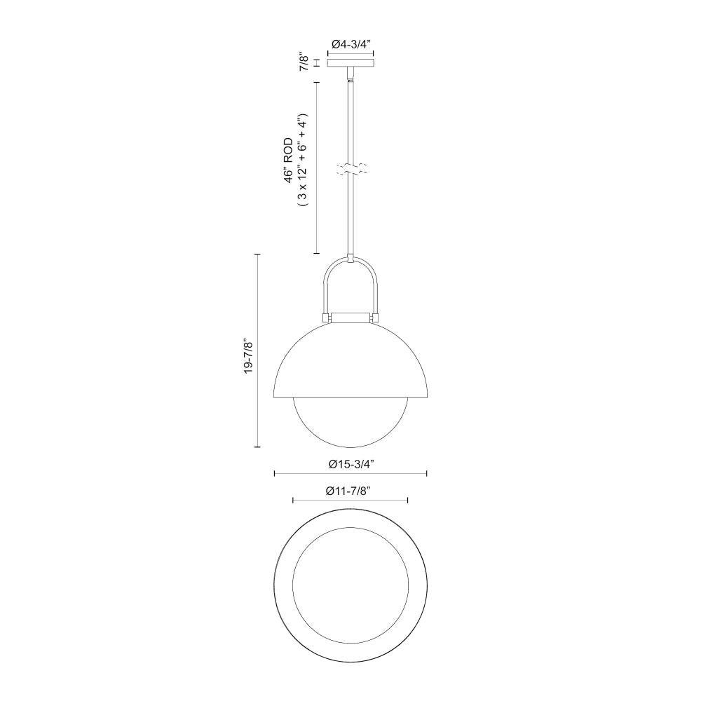 ALORA MOOD Lighting Harper 16-in Pendant, 1 Light, Steel Shade/Opal Matte Glass