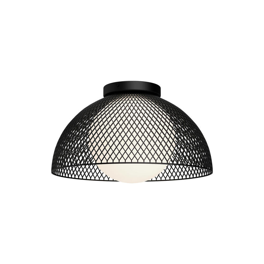 ALORA MOOD Lighting FM402513MBOP Flush Mount Fixture, UL Damp Rated, Matte Black/Opal Matte Glass