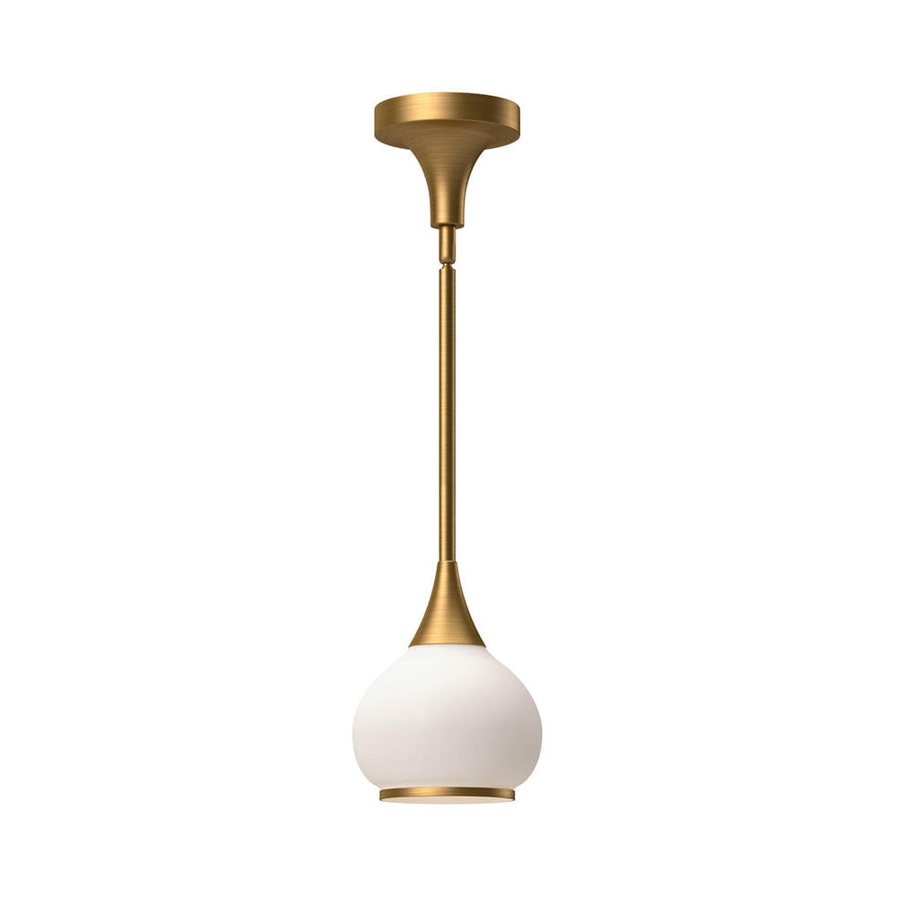 ALORA MOOD Lighting PD524006AGOP Pendant, 1 Light, Aged Gold/Opal Matte Glass