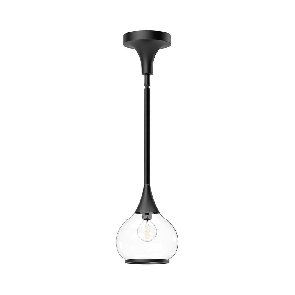 Alora Mood Lighting PD524006MBCL Pendant, 1 Light, Clear Glass/Matte Black