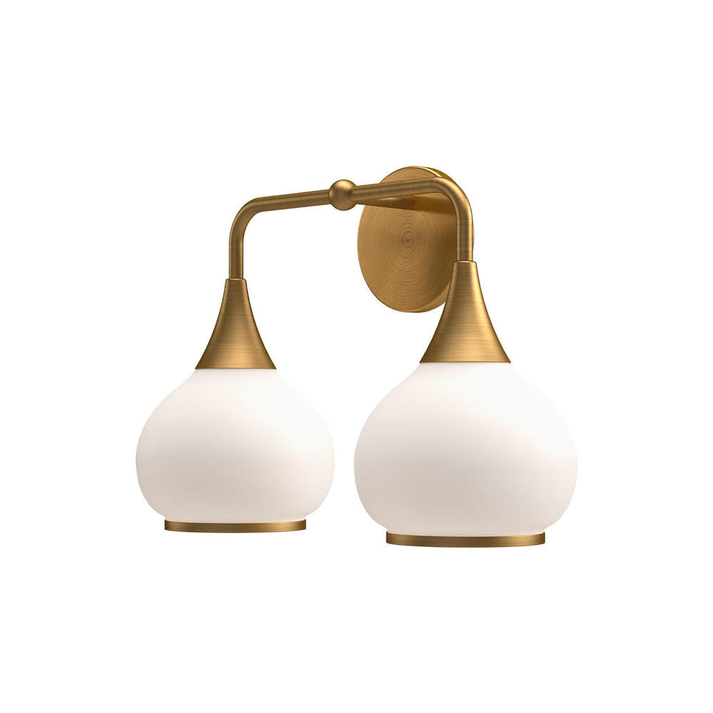 ALORA MOOD Lighting VL524217AGOP Vanity Light Fixture, UL Damp Rated, Aged Gold/Opal Matte Glass