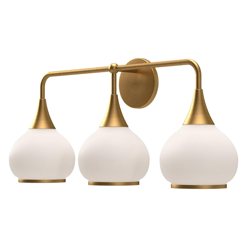 ALORA MOOD Lighting VL524326AGOP Vanity Light Fixture, UL Damp Rated, Aged Gold/Opal Matte Glass