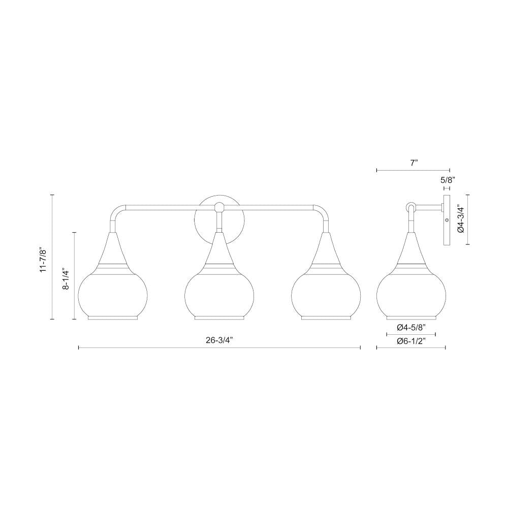ALORA MOOD Lighting VL524326AGOP Vanity Light Fixture, UL Damp Rated, Aged Gold/Opal Matte Glass