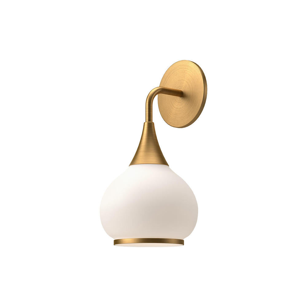 ALORA MOOD Lighting Hazel WV524006AGOP Wall/Vanity Light Fixture, UL Damp Rated, Aged Gold/Opal Matte Glass