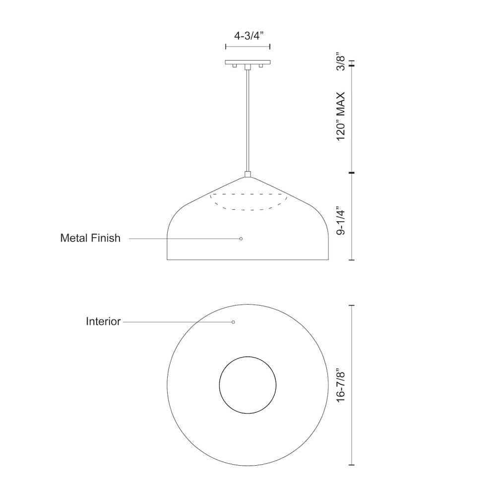 Kuzco PD9117-WH/SV Pendant Light Fixture, UL Damp Rated, White/Silver