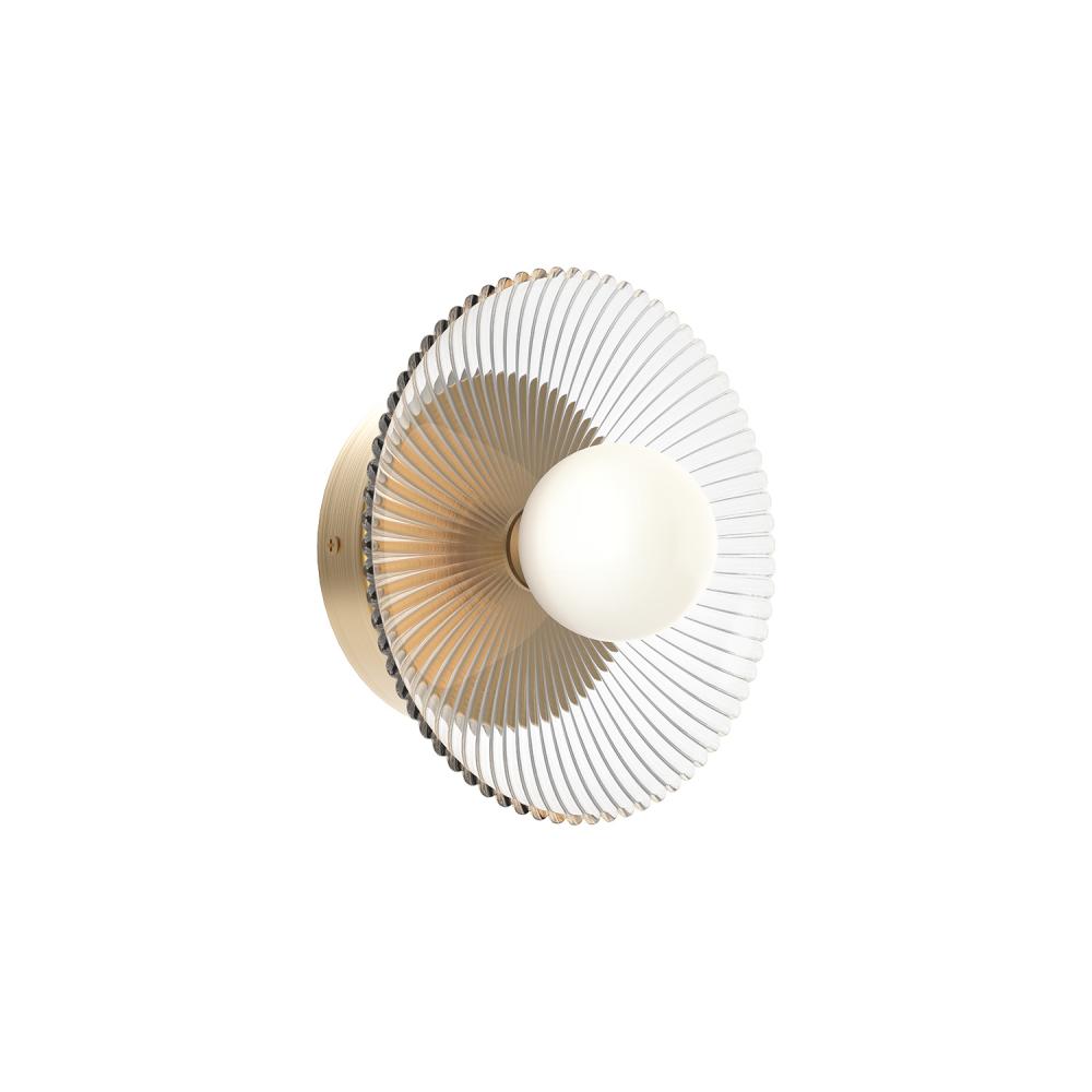 ALORA MOOD Hera WV417510BGCR Wall/Vanity Light Fixture, UL Damp Rated, Brushed Gold/Clear Ribbed Glass