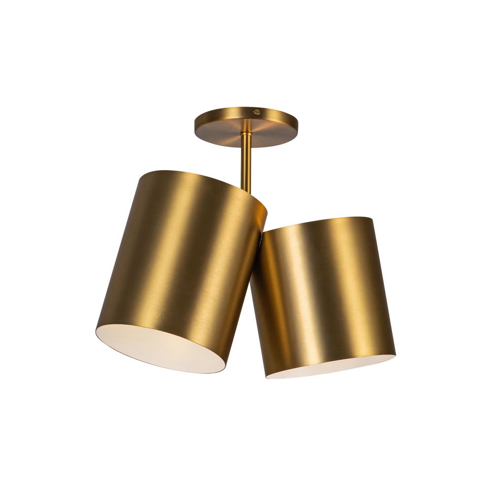 Kuzco SF58814-BG Keiko 14-in Semi-Flush Mount Light Fixture, UL Damp Rated, Brushed Gold