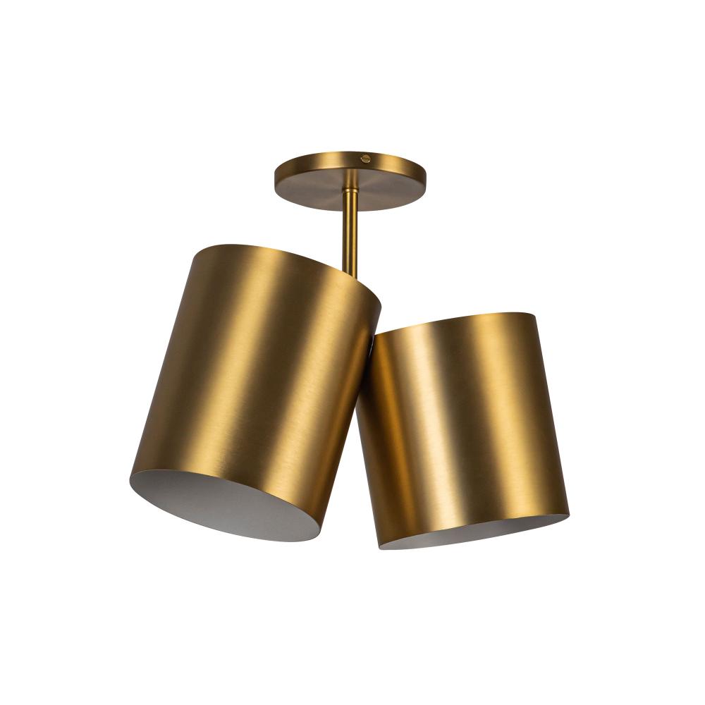 Kuzco SF58814-BG Keiko 14-in Semi-Flush Mount Light Fixture, UL Damp Rated, Brushed Gold