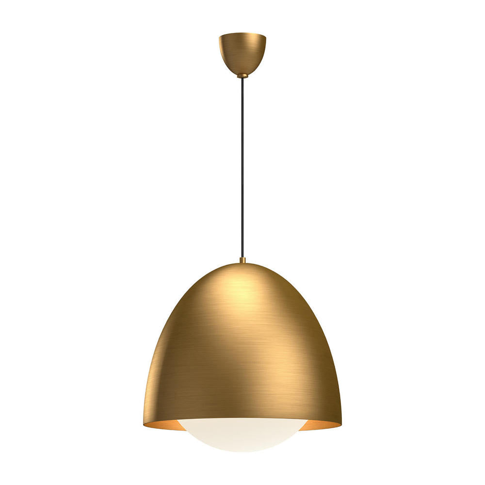 ALORA MOOD Lighting Kenji 20-in Pendant Light Fixture, 1 Light, Aged Gold/Opal Matte Glass