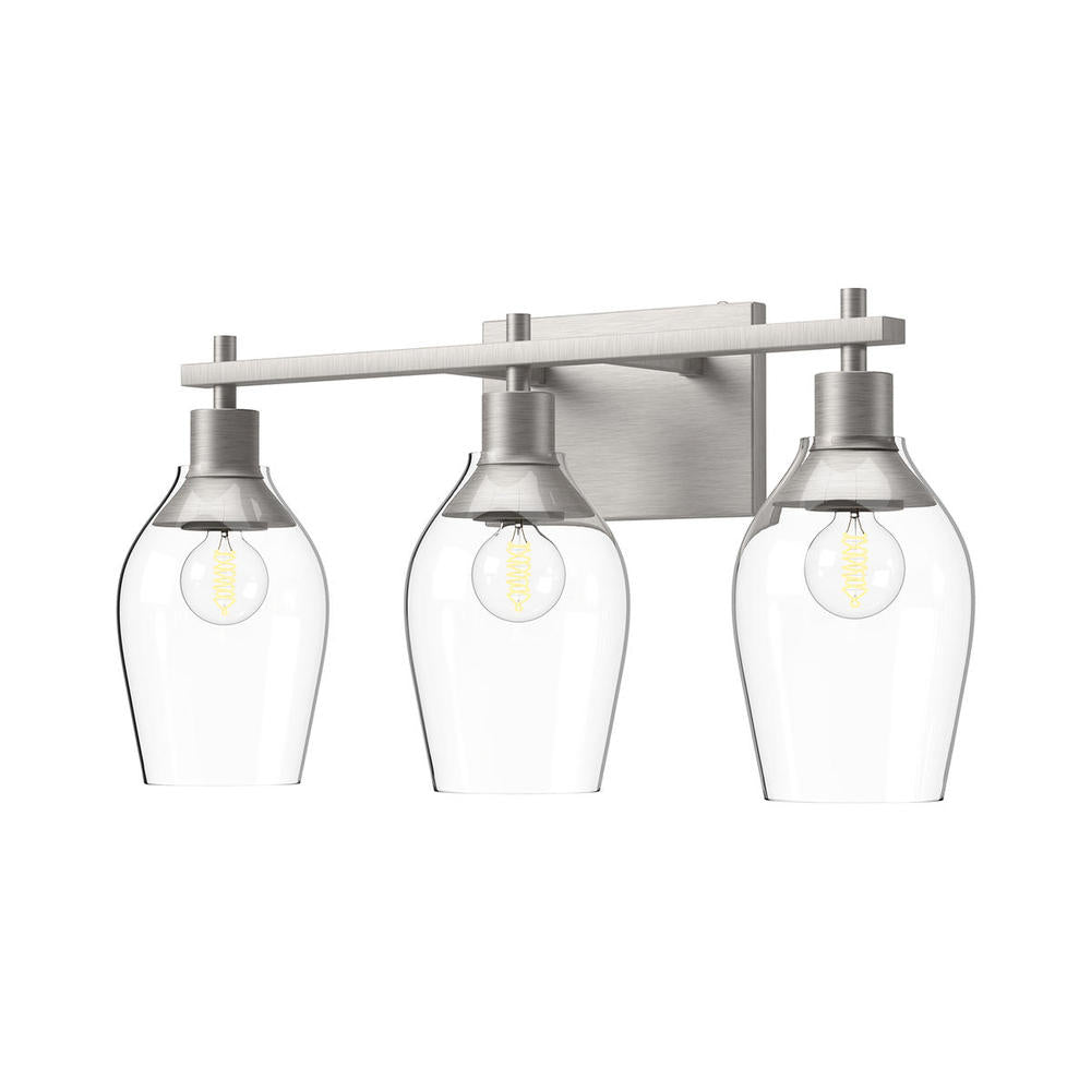 Alora Mood Lighting VL538322 Vanity Light Fixture, UL Damp Rated, Brushed Nickel/Clear Glass