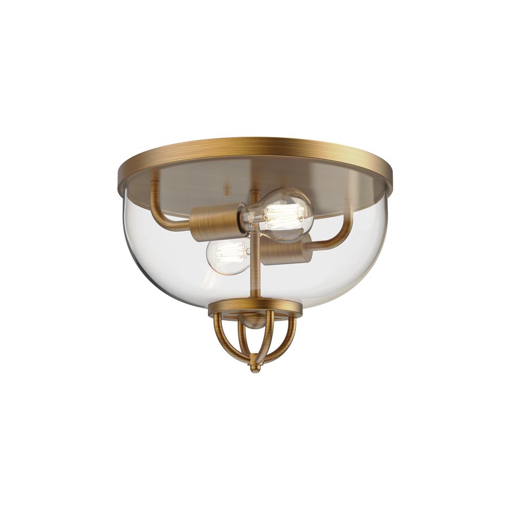 ALORA MOOD Lighting FM461102AG Lancaster 13-in Flush Mount, 2 Lights, Aged Gold
