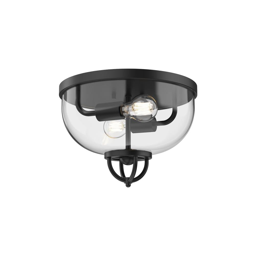 ALORA MOOD Lighting FM461102MB Flush Mount Fixture, 2 Lights, Vintage Lantern Style, Matte Black