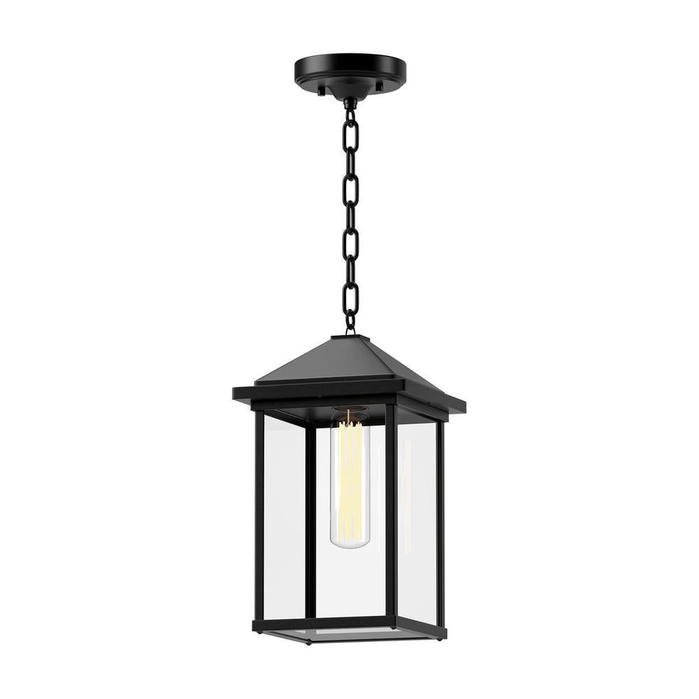 ALORA MOOD Lighting EP552009BKCL Exterior Pendant, Classic Outdoor Silhouette, Clear Glass/Textured Black