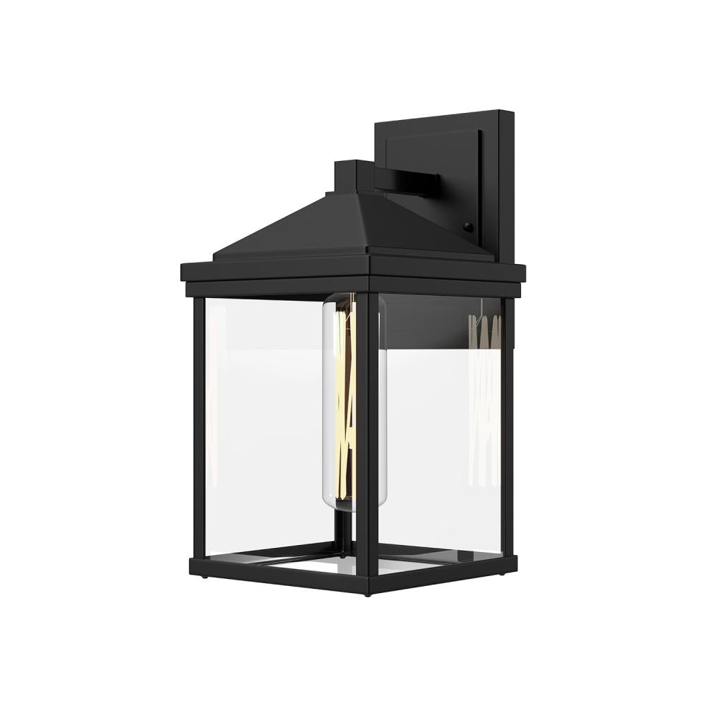 ALORA MOOD Lighting EW552009BKCL 1 Light Exterior Wall Sconce, Clear Glass/Textured Black