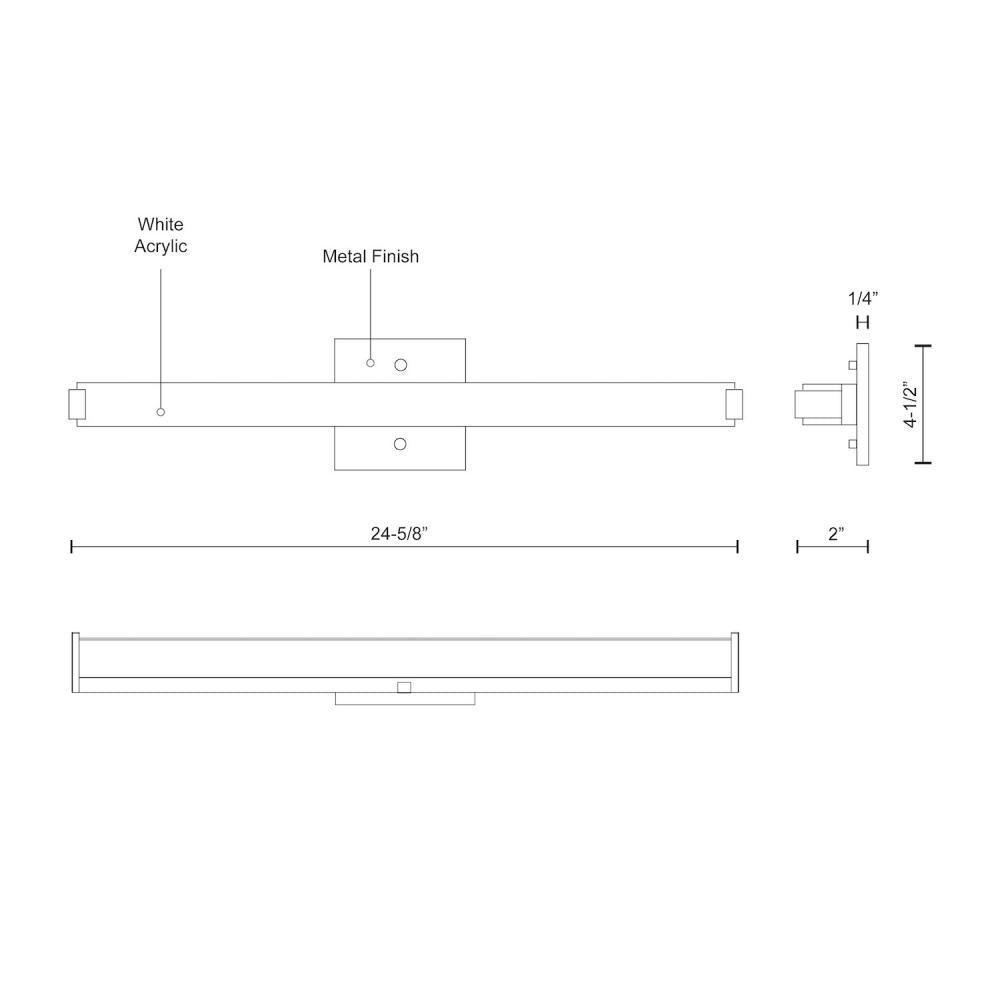 Kuzco Lighting VL4725-CH Latitude-Slim 25-in LED Vanity Light Fixture, UL Damp Rated, Chrome
