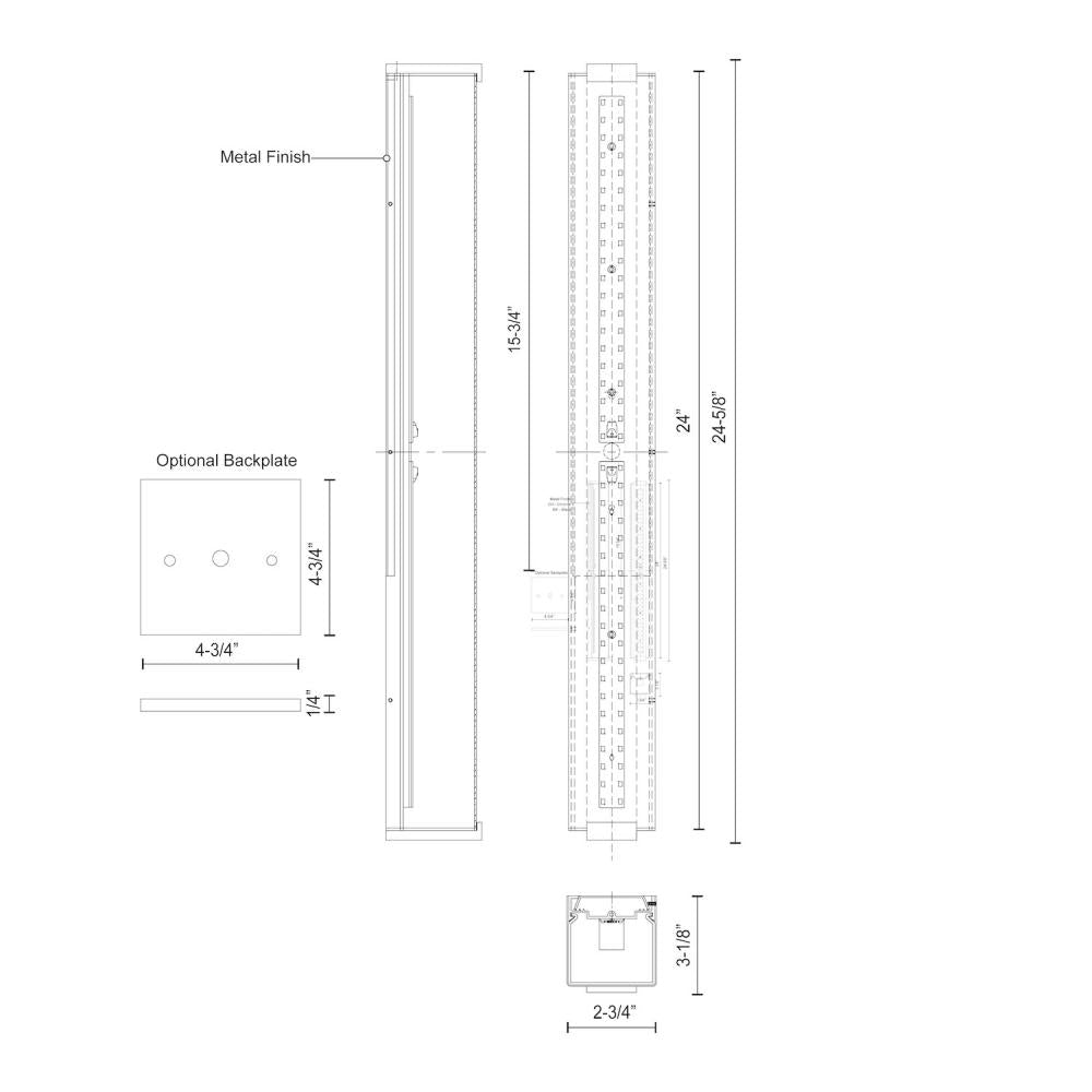 Kuzco VL47225-BK Vanity Light Fixture, UL Damp Rated, Black