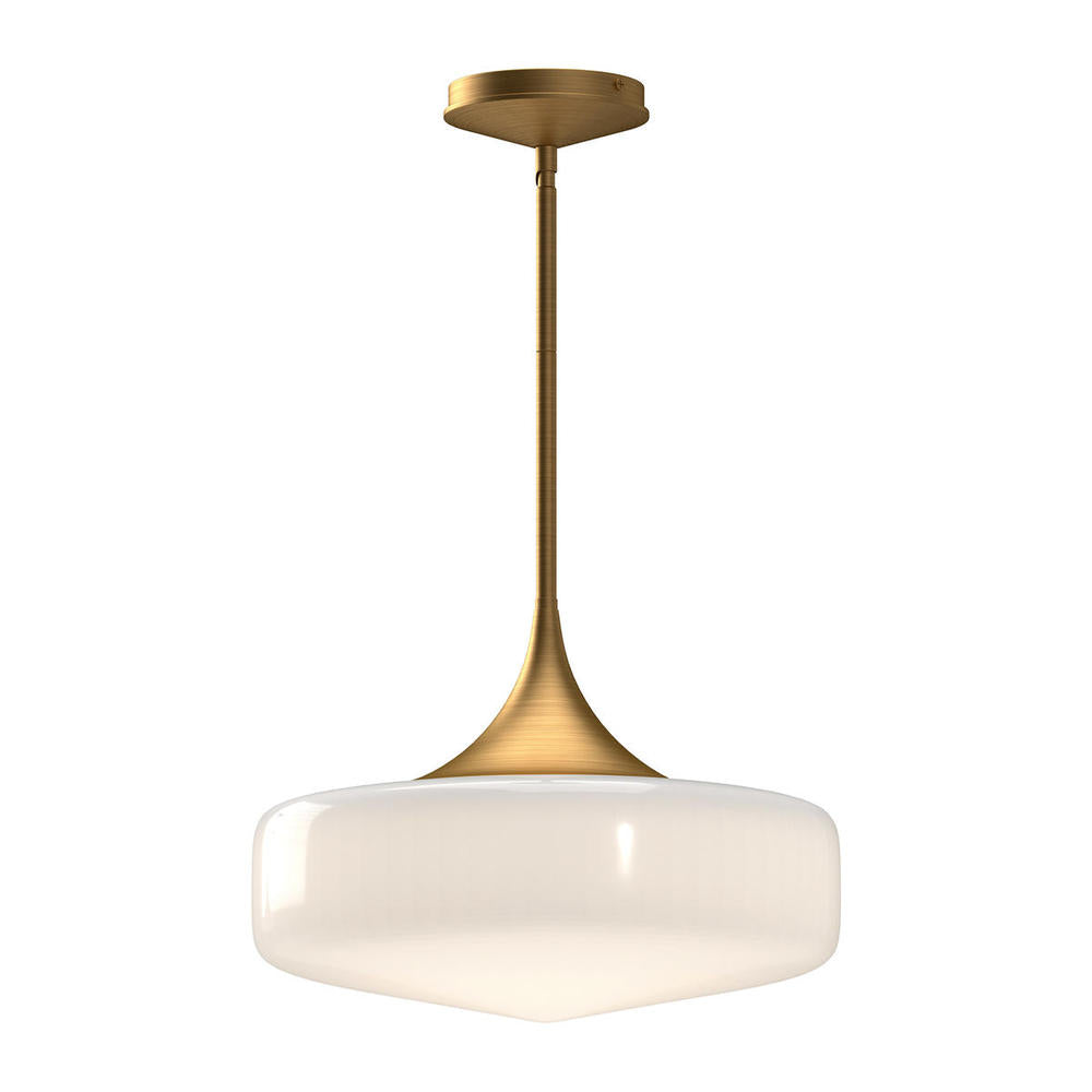 ALORA MOOD Lighting PD440814AGGO Pendant Light Fixture, 1 Light, Aged Gold/Glossy Opal Glass