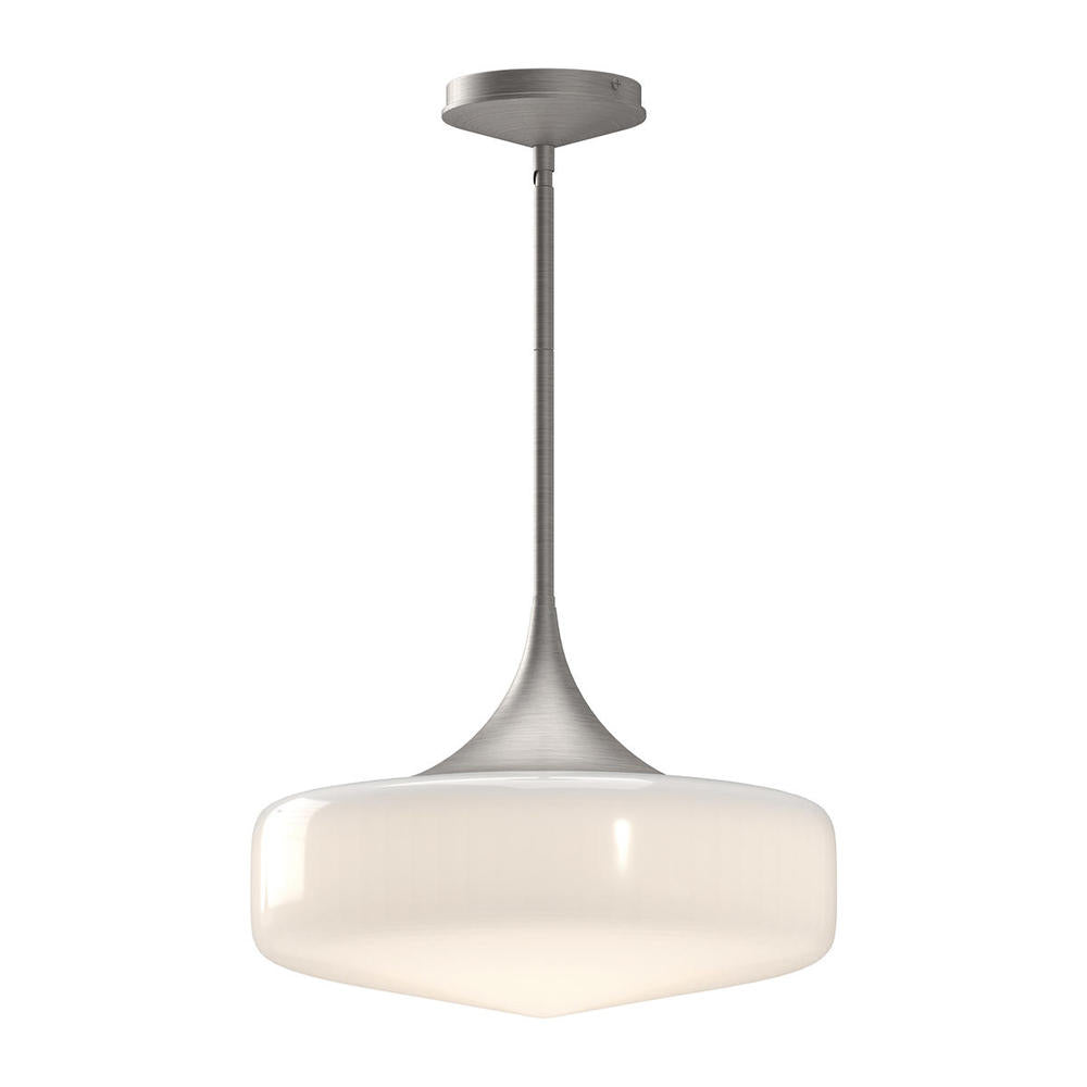 Alora Mood Lighting PD440814BNGO Pendant, 1 Light, Brushed Nickel/Glossy Opal Glass