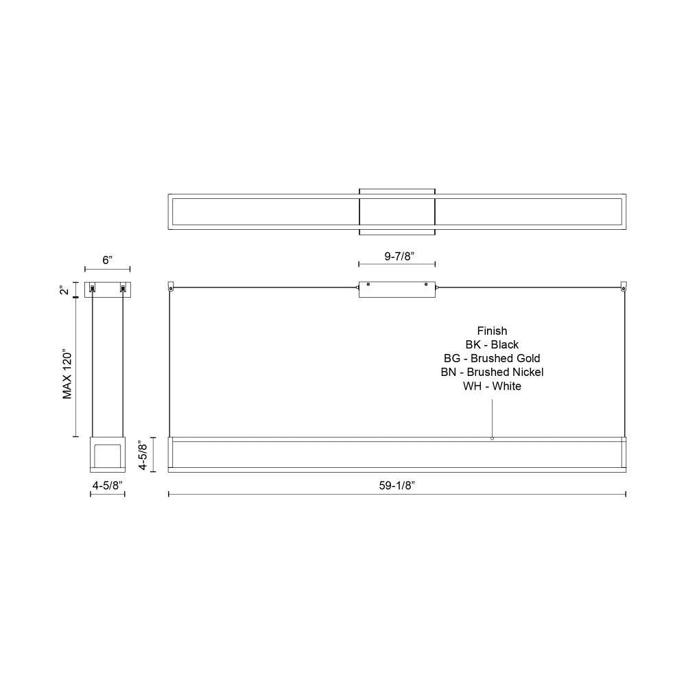 Kuzco Lighting LP45560-BG-UNV Linear Pendant, UL Damp Rated, Brushed Gold