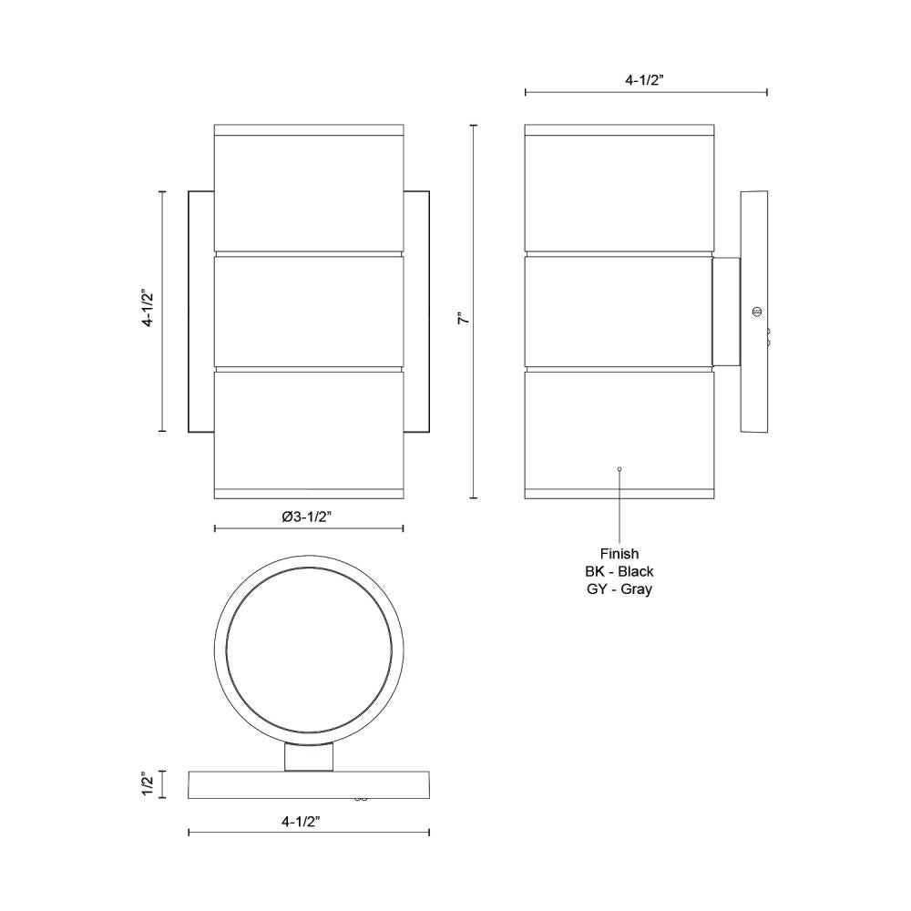 Kuzco Lund EW3207-BK Exterior Wall Sconce, UL Wet Rated, Black