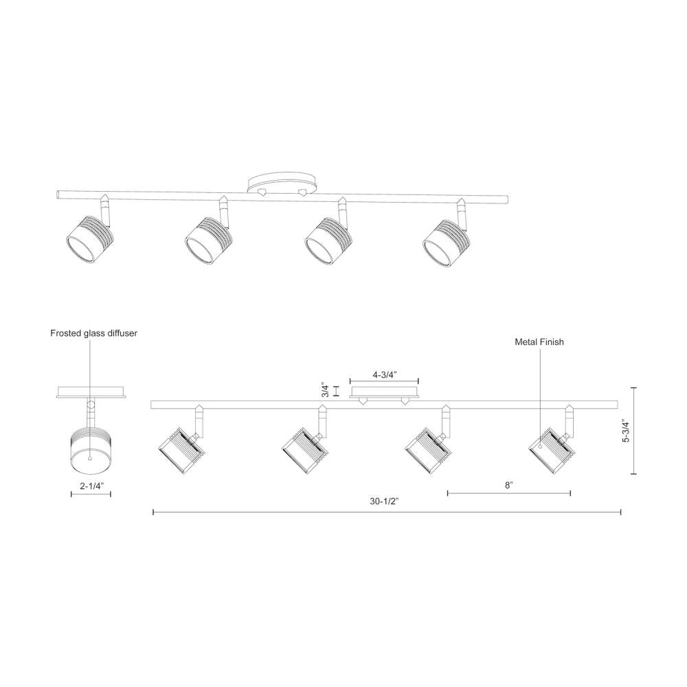 Kuzco Lyra 30-in Brushed Nickel LED Track Light Fixture, UL Damp Rated, Brushed Nickel