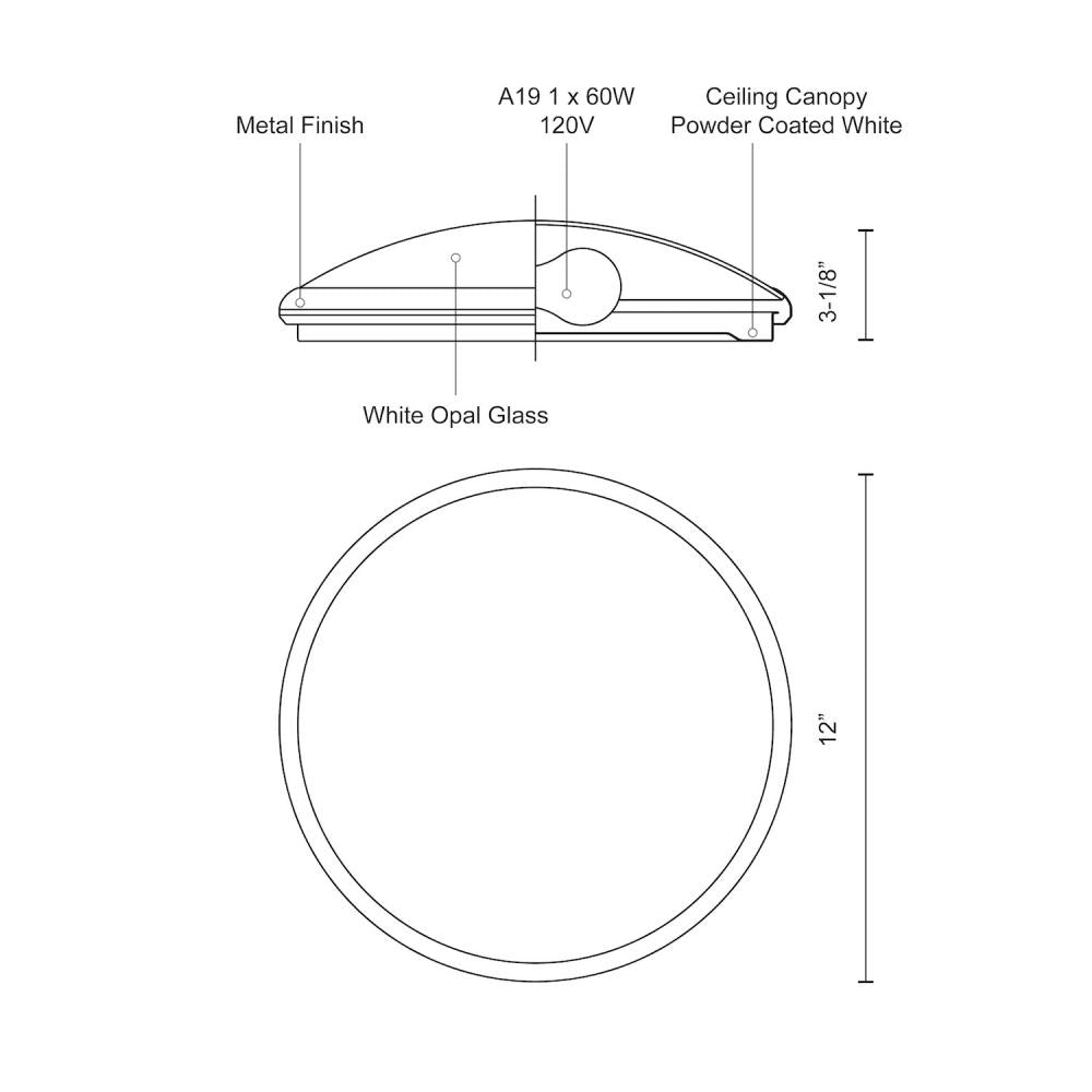Kuzco 51561CH Flush Mount, 12-in, Chrome