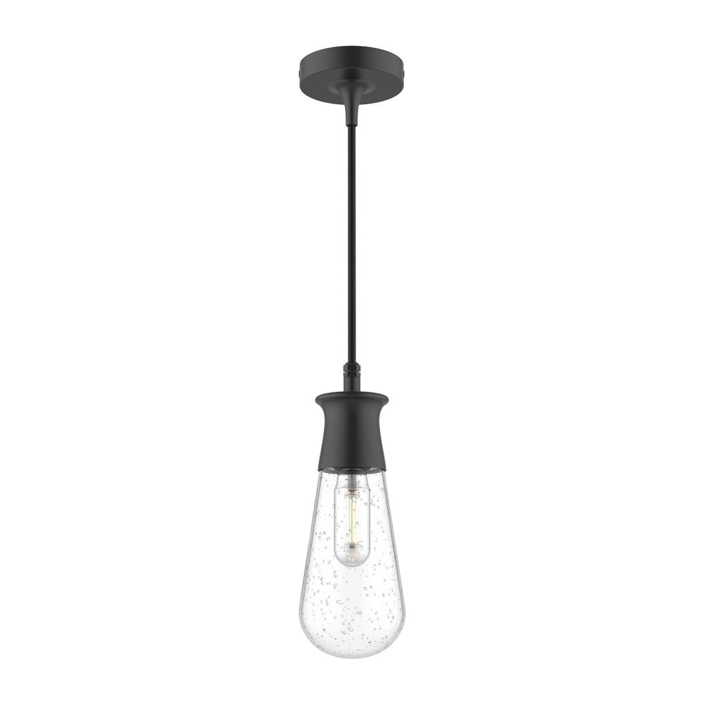 ALORA MOOD Lighting EP464001BKCB Exterior Pendant, 1 Light, Clear Bubble Glass/Textured Black