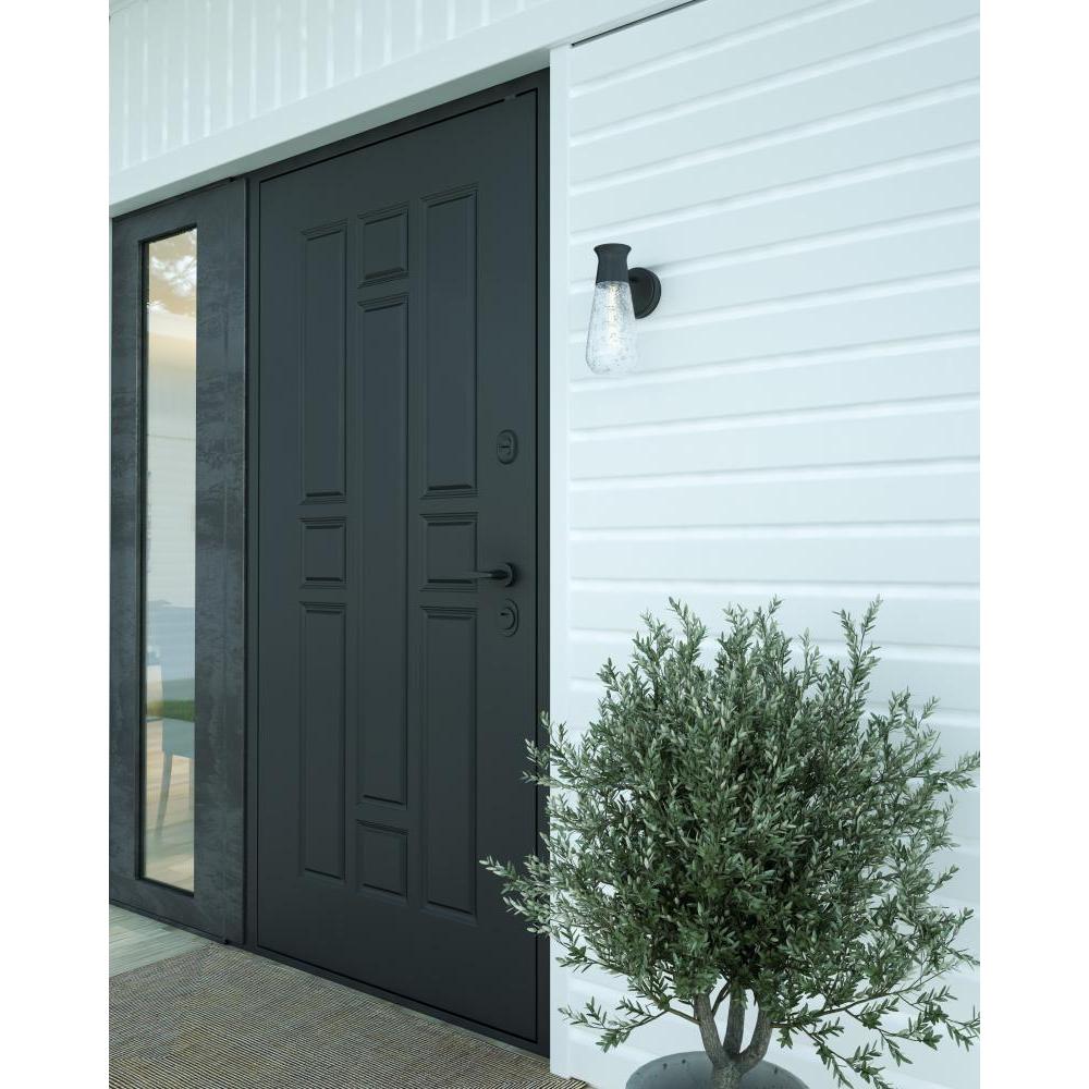 ALORA MOOD Lighting . Marcel 464001BKCB Exterior Wall Sconce, Clear Bubble Glass/Textured Black