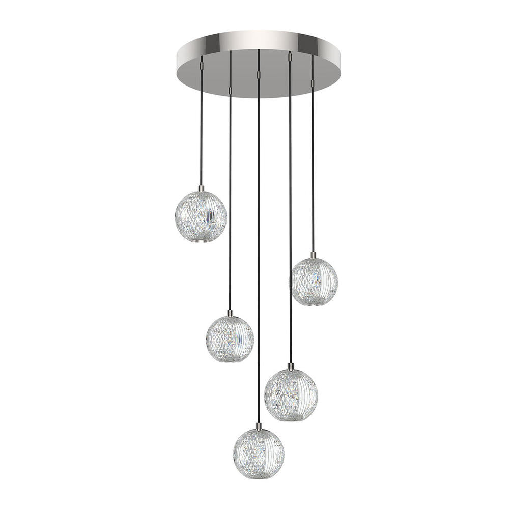 ALORA Lighting MP321205PN Multi Pendant Light Fixture, UL Damp Rated, Polished Nickel