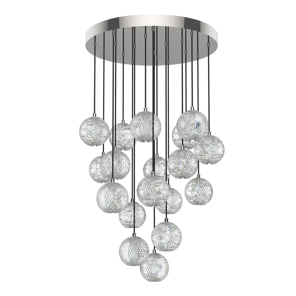 ALORA Lighting MP321218PN Multi Pendant Light Fixture, UL Damp Rated, Polished Nickel