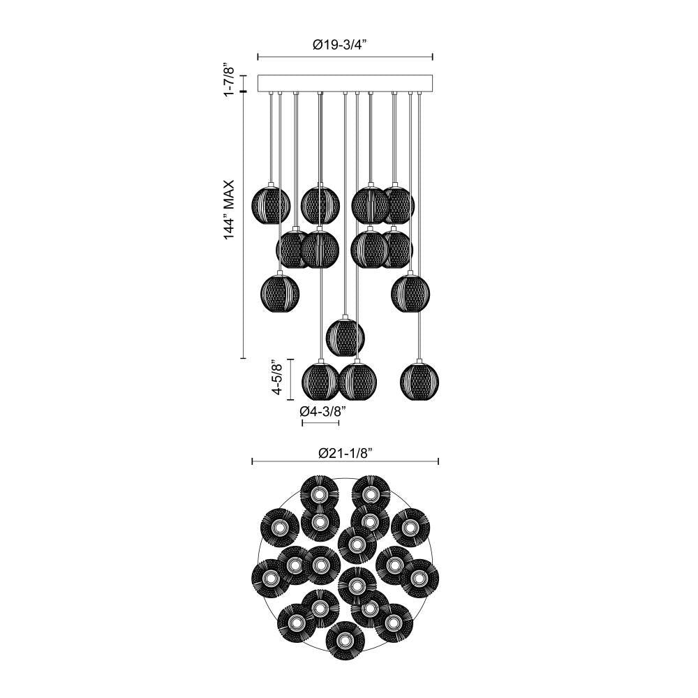 ALORA Lighting MP321218NB Multi Pendant, 18 Light Natural Brass LED, UL Damp Rated