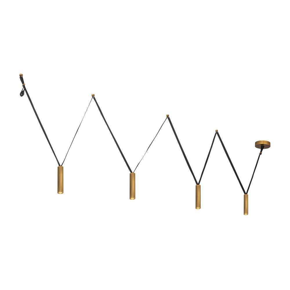 Kuzco LP90404-VB Mason 4-in Vintage Brass LED Linear Pendant, UL Damp Rated, Vintage Brass