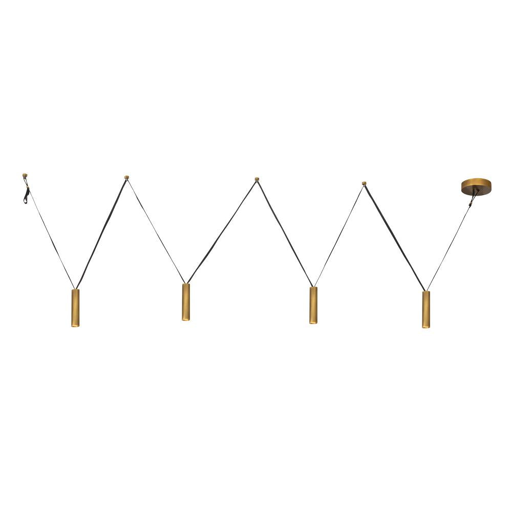 Kuzco LP90404-VB Mason 4-in Vintage Brass LED Linear Pendant, UL Damp Rated, Vintage Brass