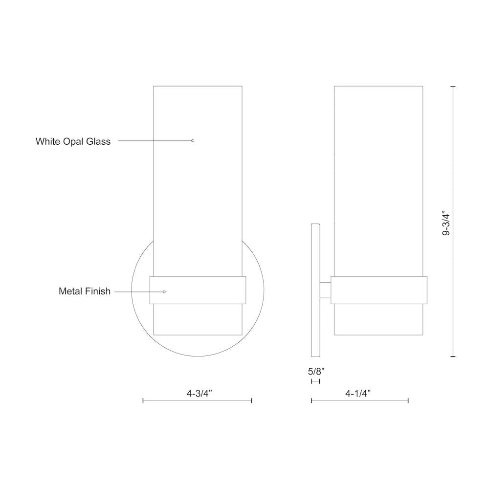 Kuzco WS9809-BN Wall Sconce, UL Damp Rated, Brushed Nickel