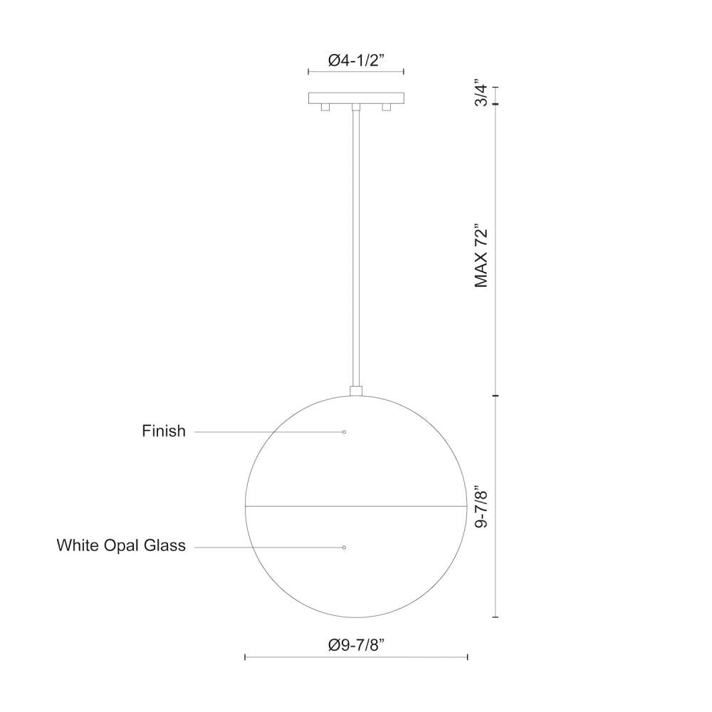 Kuzco Lighting PD11710-BK Pendant, 10-in, Black Finish