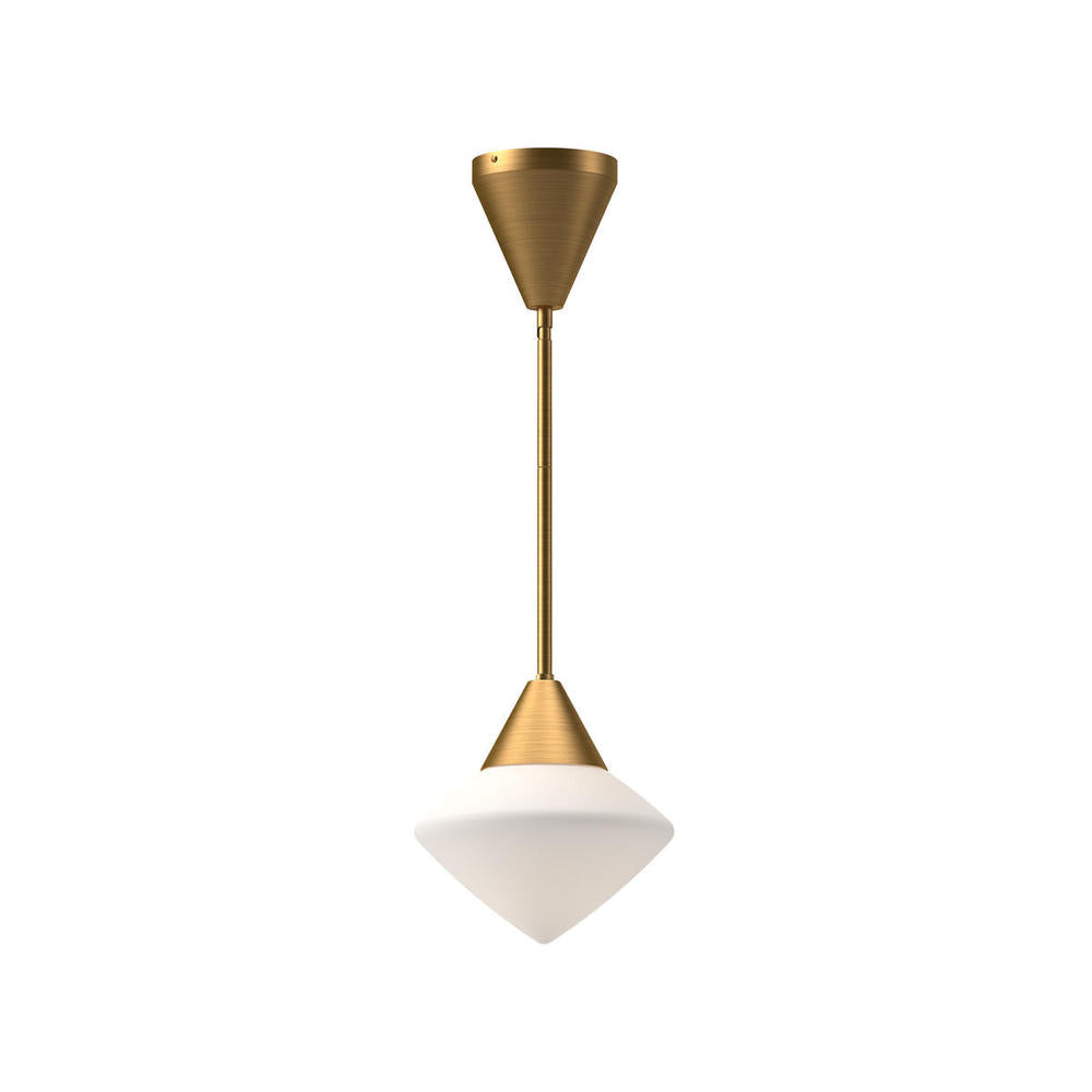 Alora Mood Nora PD537508AGOP Pendant Light Fixture, UL Damp Rated, Aged Gold/Opal Matte Glass