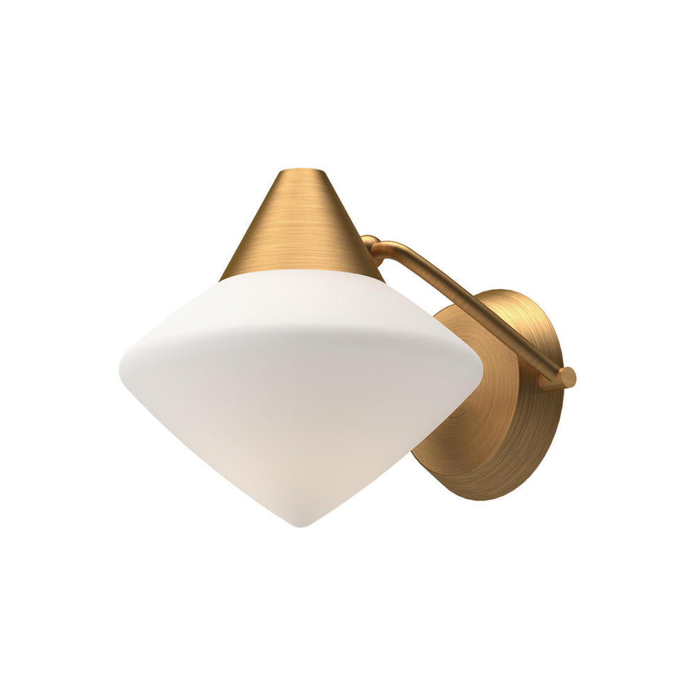ALORA MOOD Lighting WV537508AGOP Wall/Vanity Light Fixture, UL Damp Rated, Aged Gold/Opal Matte Glass