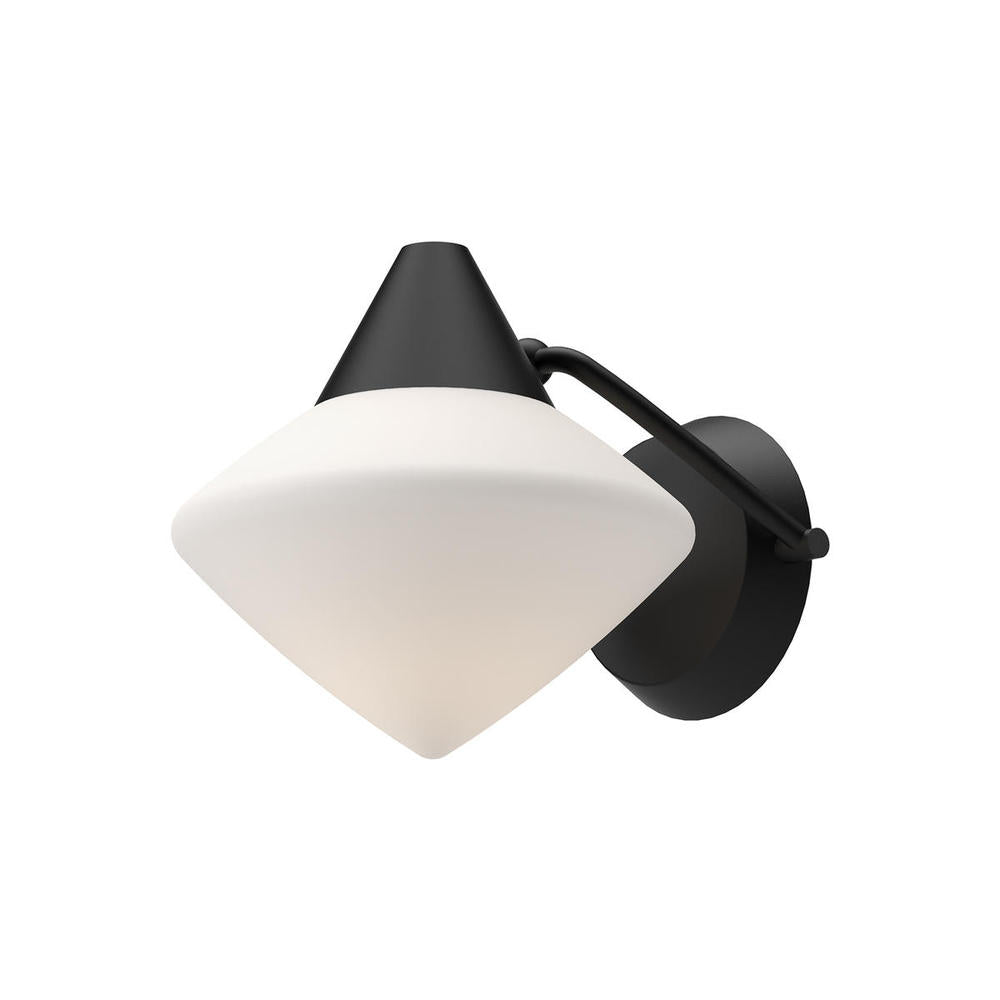 ALORA MOOD Lighting WV537508MBOP Wall/Vanity Light Fixture, UL Damp Rated, Matte Black/Opal Matte Glass