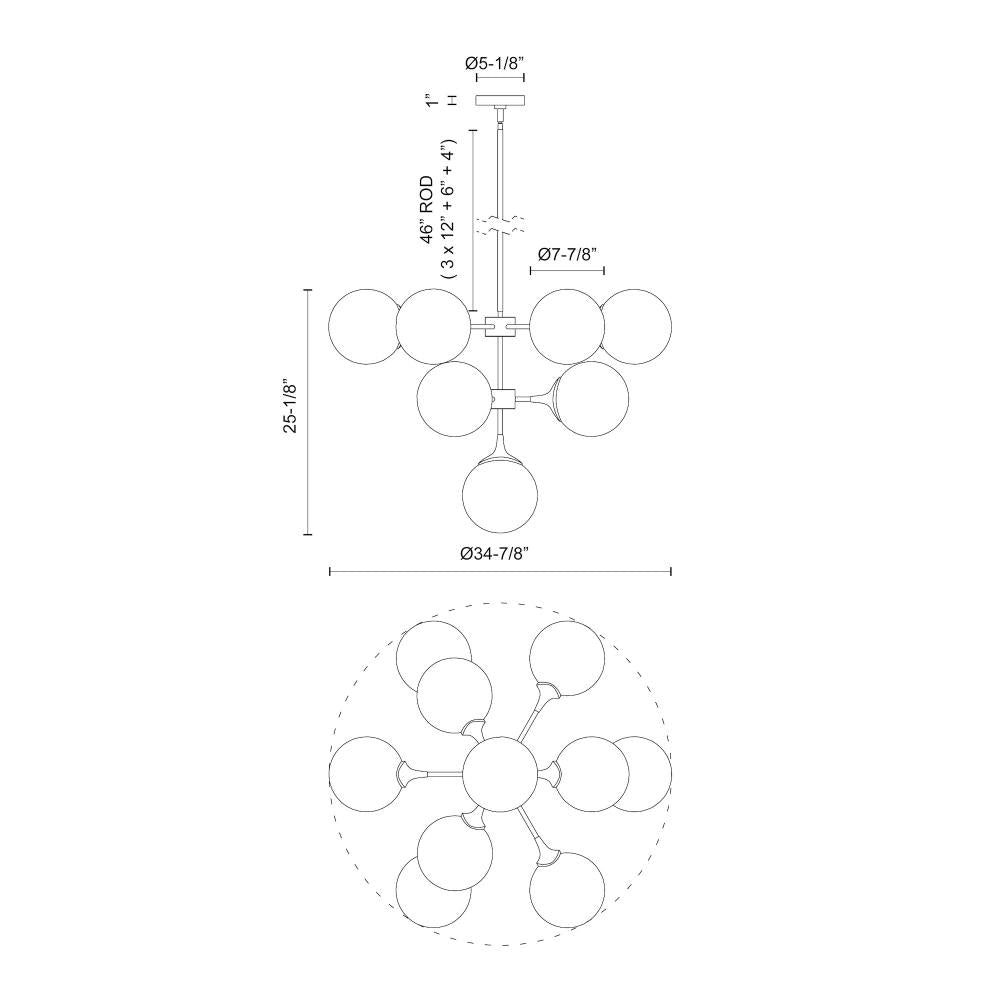 ALORA MOOD Lighting CH505335AGOP Chandelier, 10 Lights, Aged Gold/Opal Matte Glass