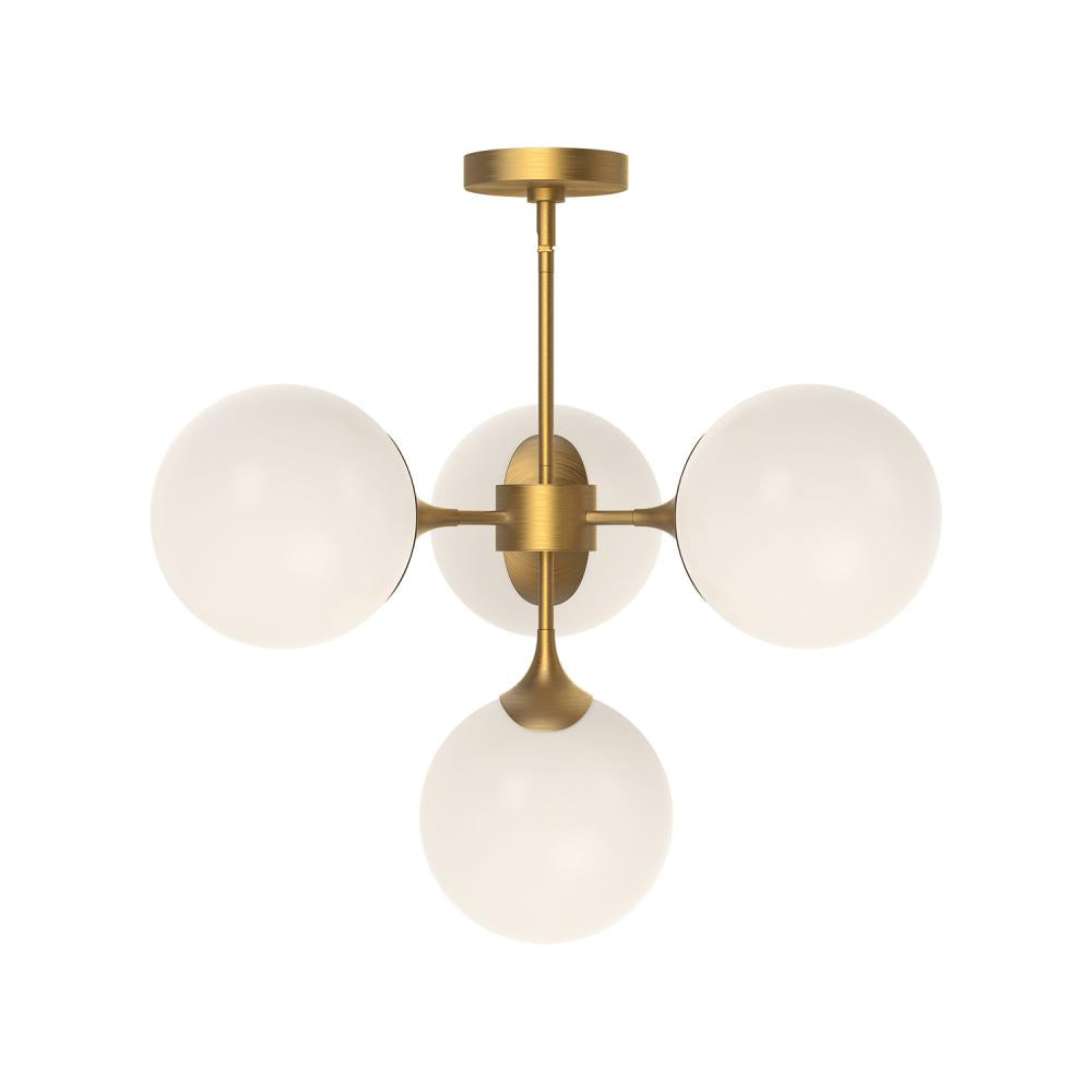 ALORA MOOD Lighting CH505426AGOP Nouveau 26-in Chandeliers, 4 Lights, Aged Gold/Opal Matte Glass