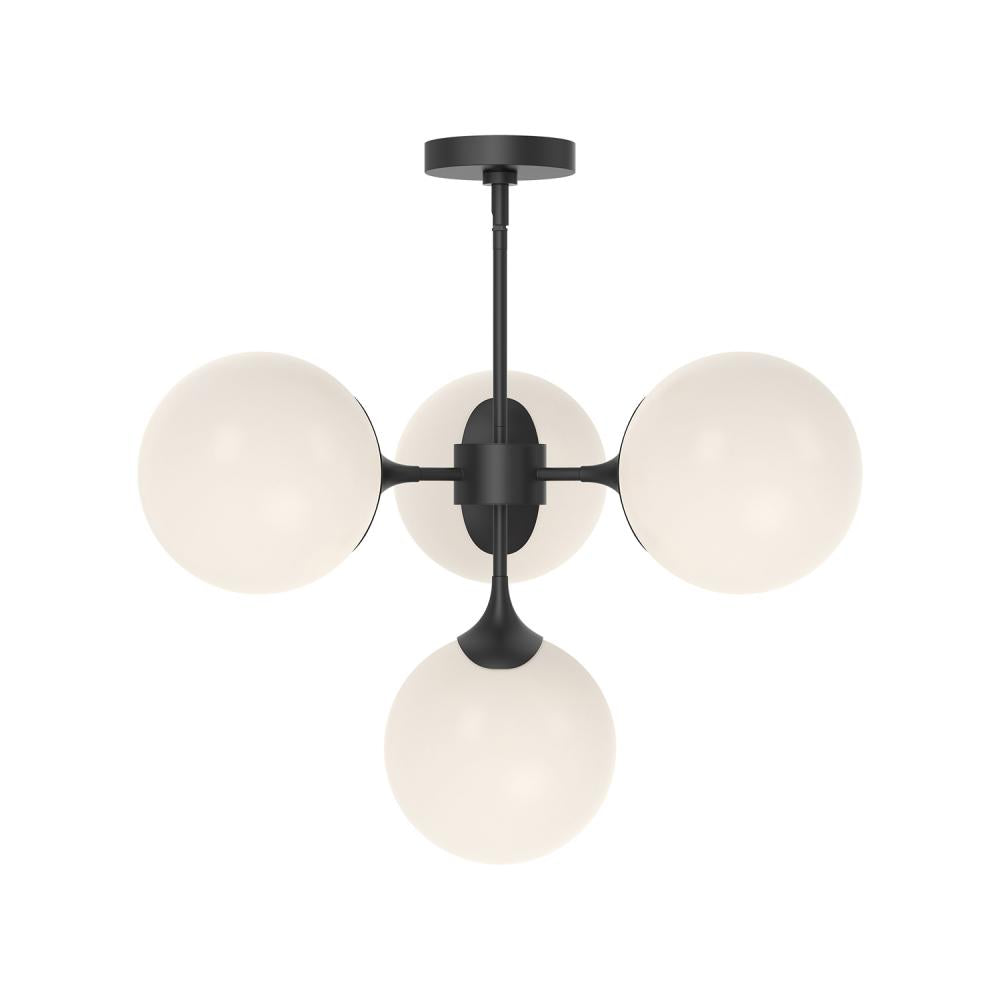 ALORA MOOD Lighting CH505426MBOP Chandeliers, Matte Black/Opal Matte Glass