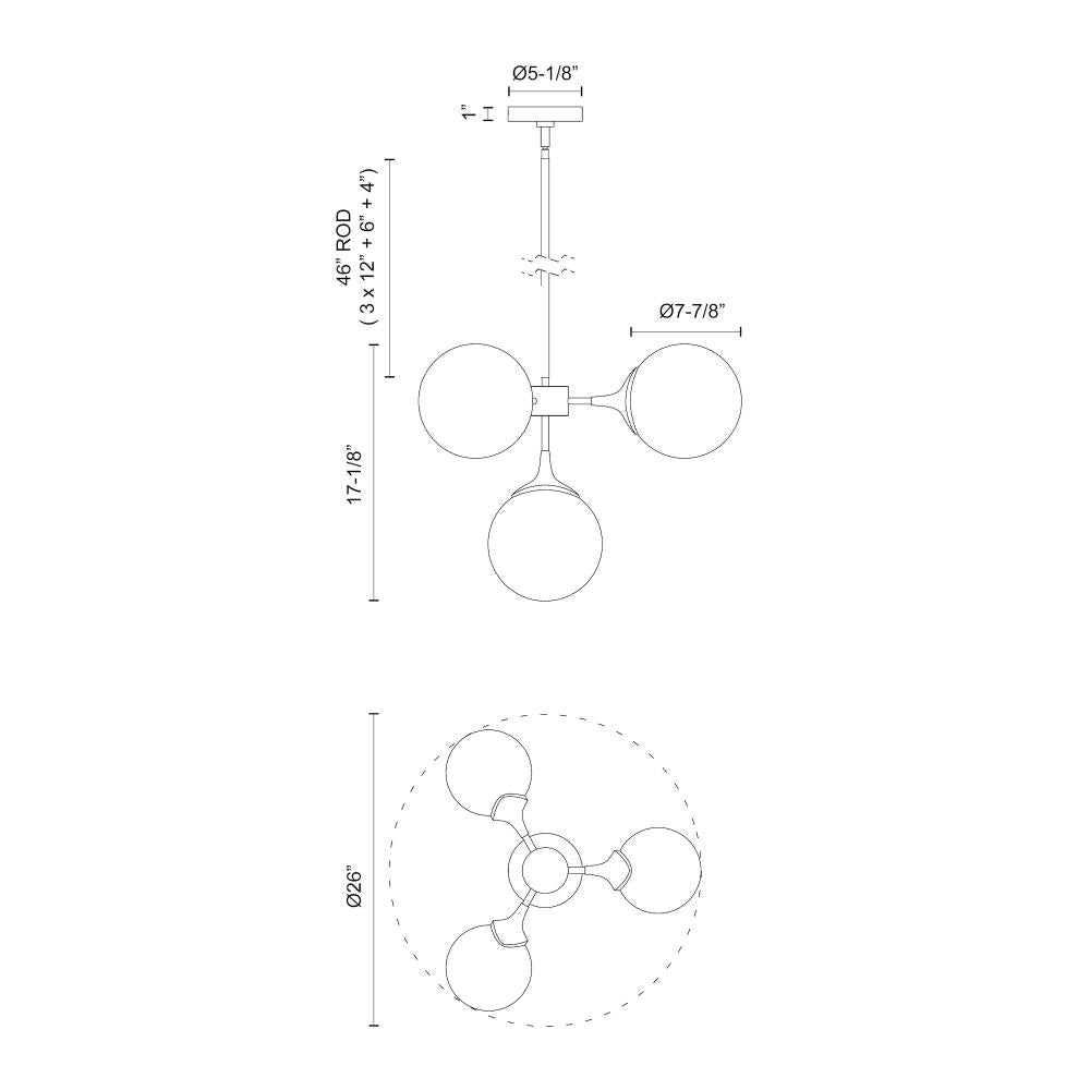 ALORA MOOD Lighting CH505426MBOP Chandeliers, Matte Black/Opal Matte Glass