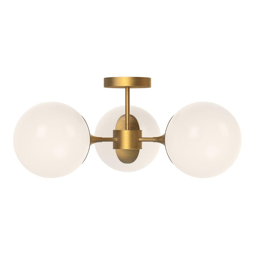 ALORA MOOD Lighting SF505326AGOP Semi Flush Mount, UL Damp Rated, Aged Gold/Opal Matte Glass